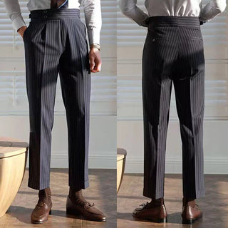 Black Striped Signature Gurkha Pants By Italyn