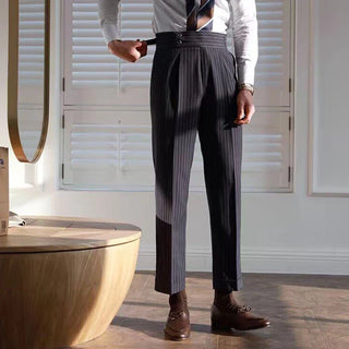 Black Striped Signature Gurkha Pants By Italyn