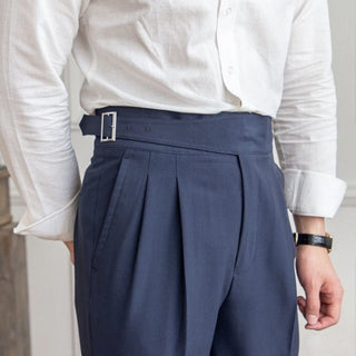 Blue Classic Buckle Gurkha Pants by Italyn