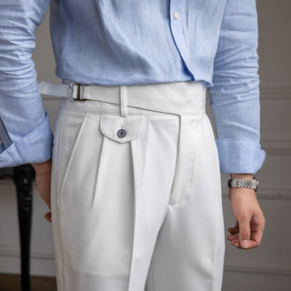 White Elite Bottoned Gurkha Pants by Italyn