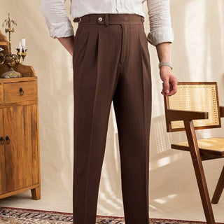 Dark Brown Signature single Buttoned Gurkha Pants by Italyn