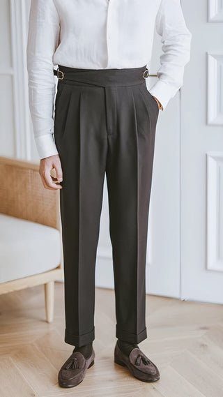 Black Classic Buckle Gurkha Pants by Italyn