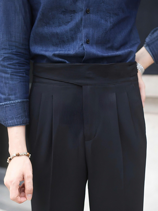 Black Classic Buttoned  Corduroy Gurkha Pants By Italyn