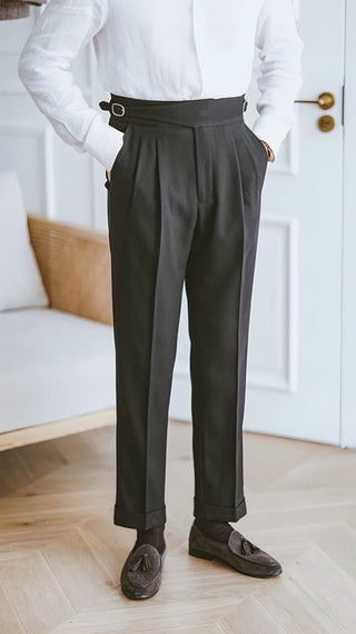 Black Classic Buckle Gurkha Pants by Italyn