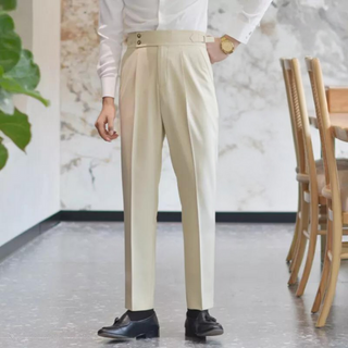 Cream Signature Buttoned Gurkha Pants by Italyn