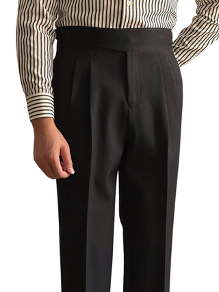Black Classic Buttoned  Corduroy Gurkha Pants By Italyn