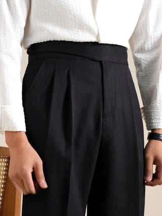 Black Classic Buttoned  Corduroy Gurkha Pants By Italyn