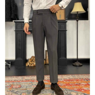 Grey Signature Buttoned Gurkha Pants by Italyn