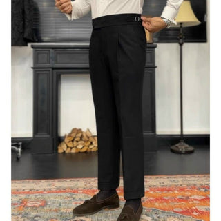 Black Signature Buttoned Gurkha Pants by Italyn