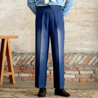 Blue Denim Classic Buckle Gurkha Pants by Italyn
